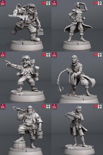 Airship Crew NPC Set | Tabletop Scale | D&D TTRPG Miniature | STL Miniatures