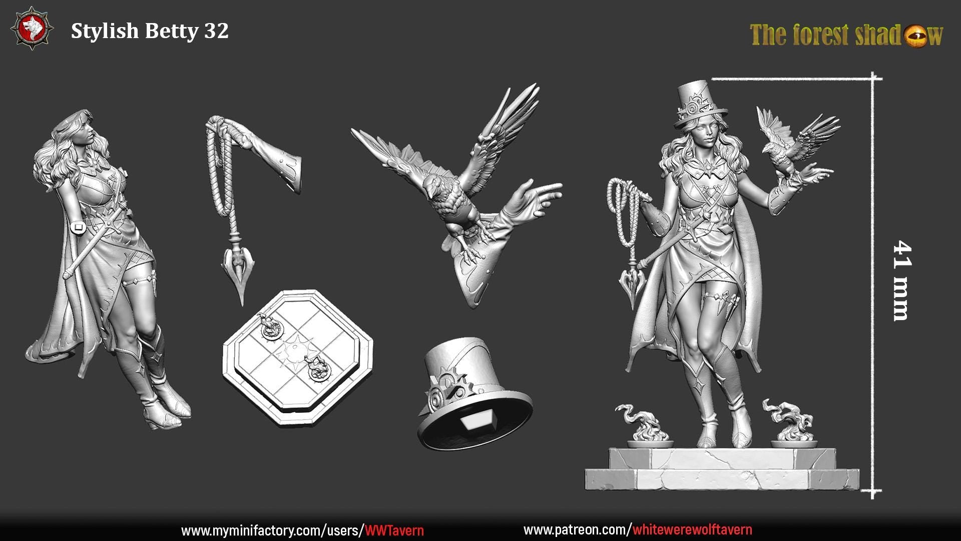 Stylish Betty, Magician, Steampunk | TABLETOP SCALE | TTRPG Miniature | White Werewolf Tavern | Unpainted, Unplated Resin 8k