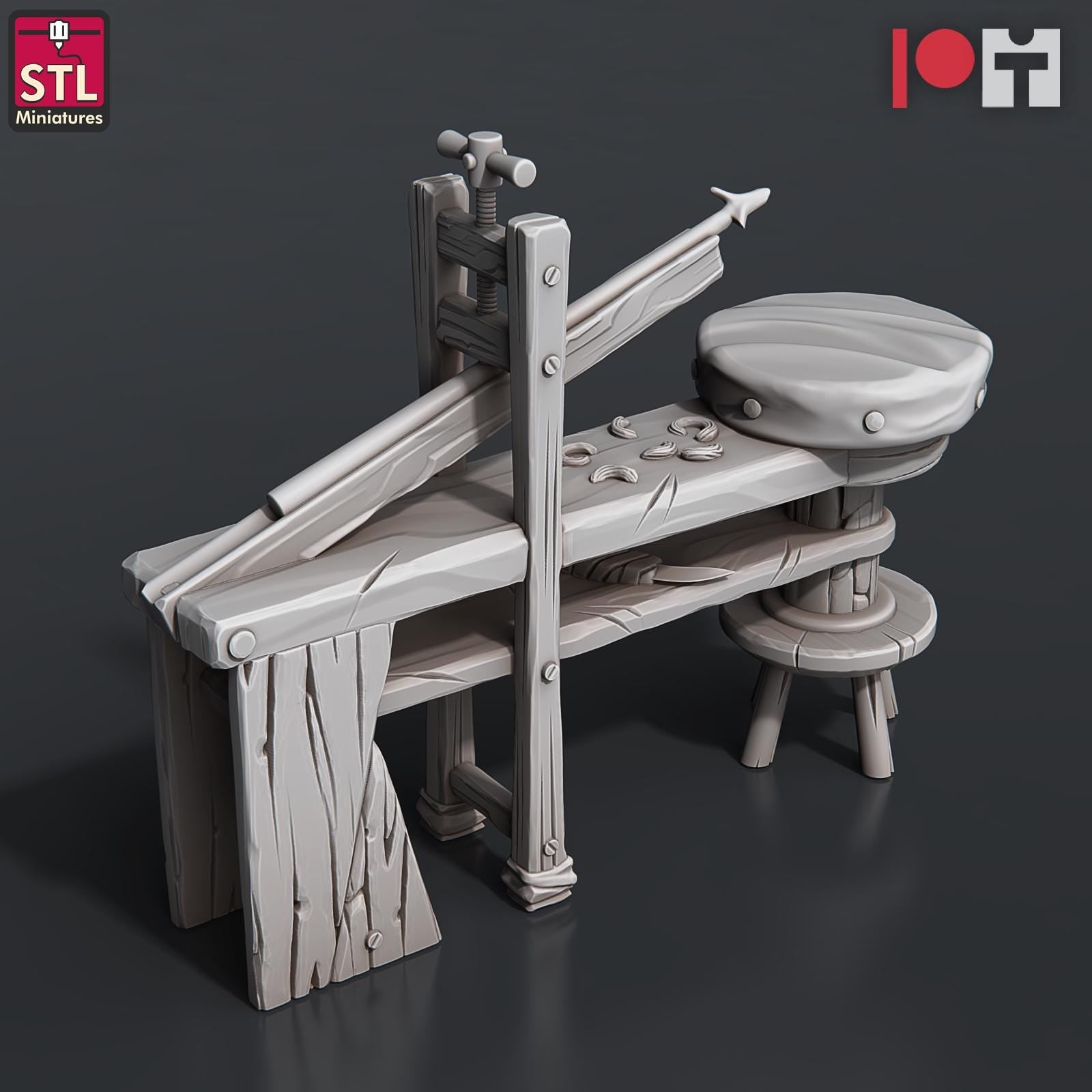 Arrows and Bow Maker NPC Set | Tabletop Scale | D&D TTRPG Miniature | STL Miniatures