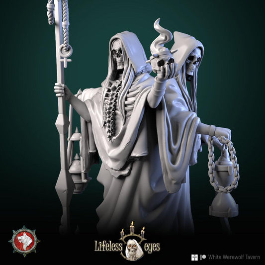 Three Necromancers | TABLETOP SCALE | TTRPG Miniature | White Werewolf Tavern | Unpainted, Unplated Resin 8k