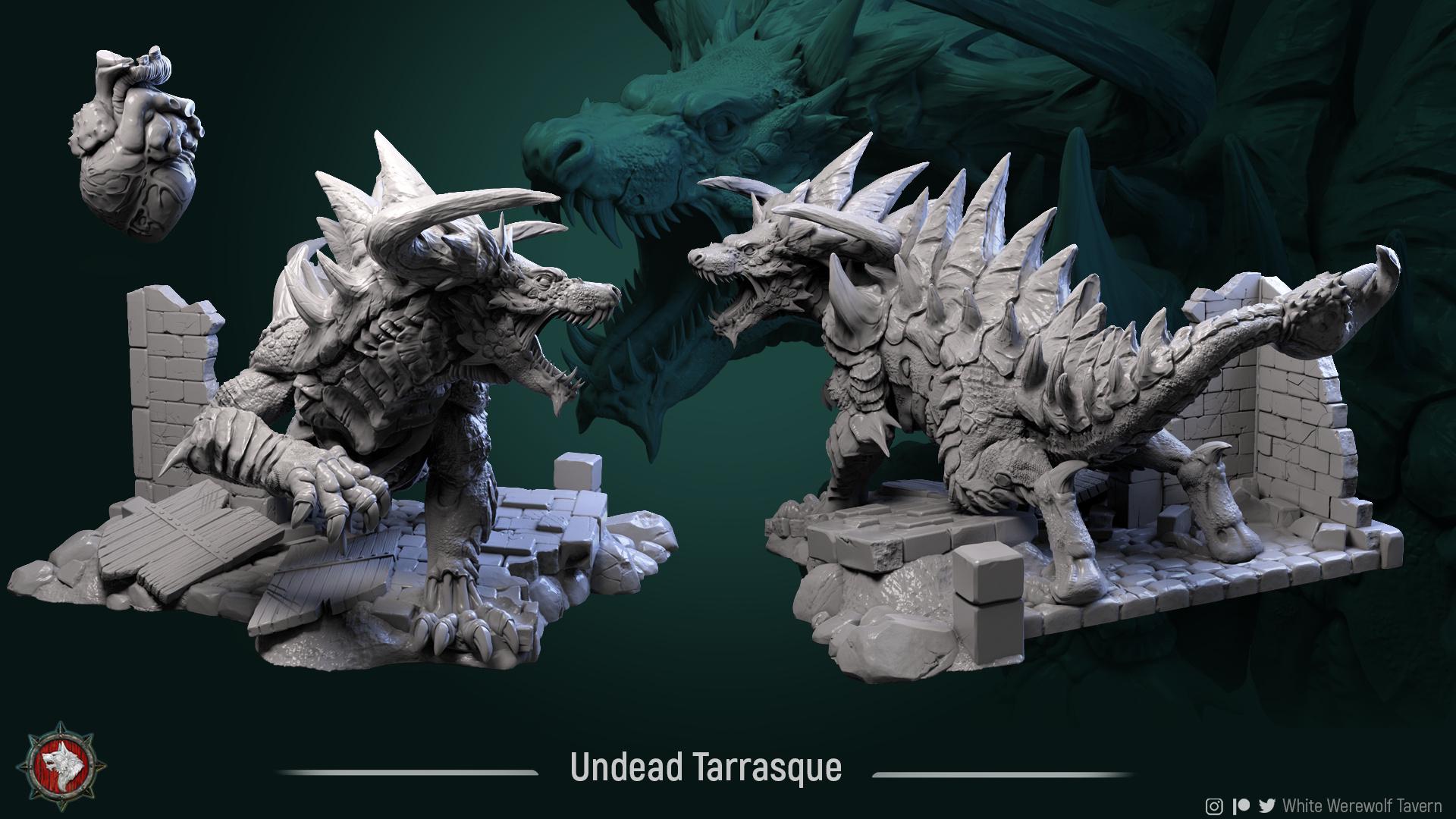 Undead Tarrasque Monster | TABLETOP SCALE | TTRPG Miniature | White Werewolf Tavern | Unpainted, Unplated Resin 8k