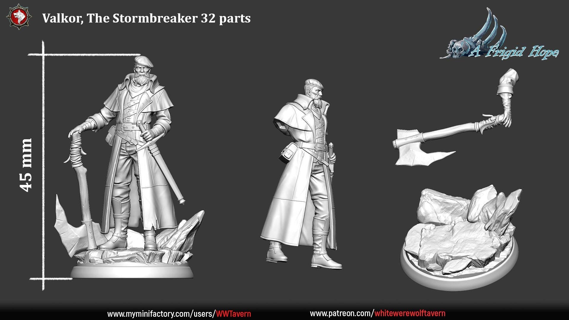 Valkor, The Stormbreaker | TABLETOP SCALE | TTRPG Miniature | White Werewolf Tavern | Unpainted, Unplated Resin 8k