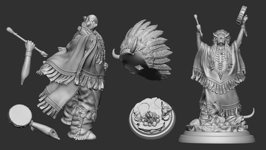 Vikesa Kizekochuk, Shaman Woman | TABLETOP SCALE | TTRPG Miniature | White Werewolf Tavern | Unpainted, Unplated Resin 8k