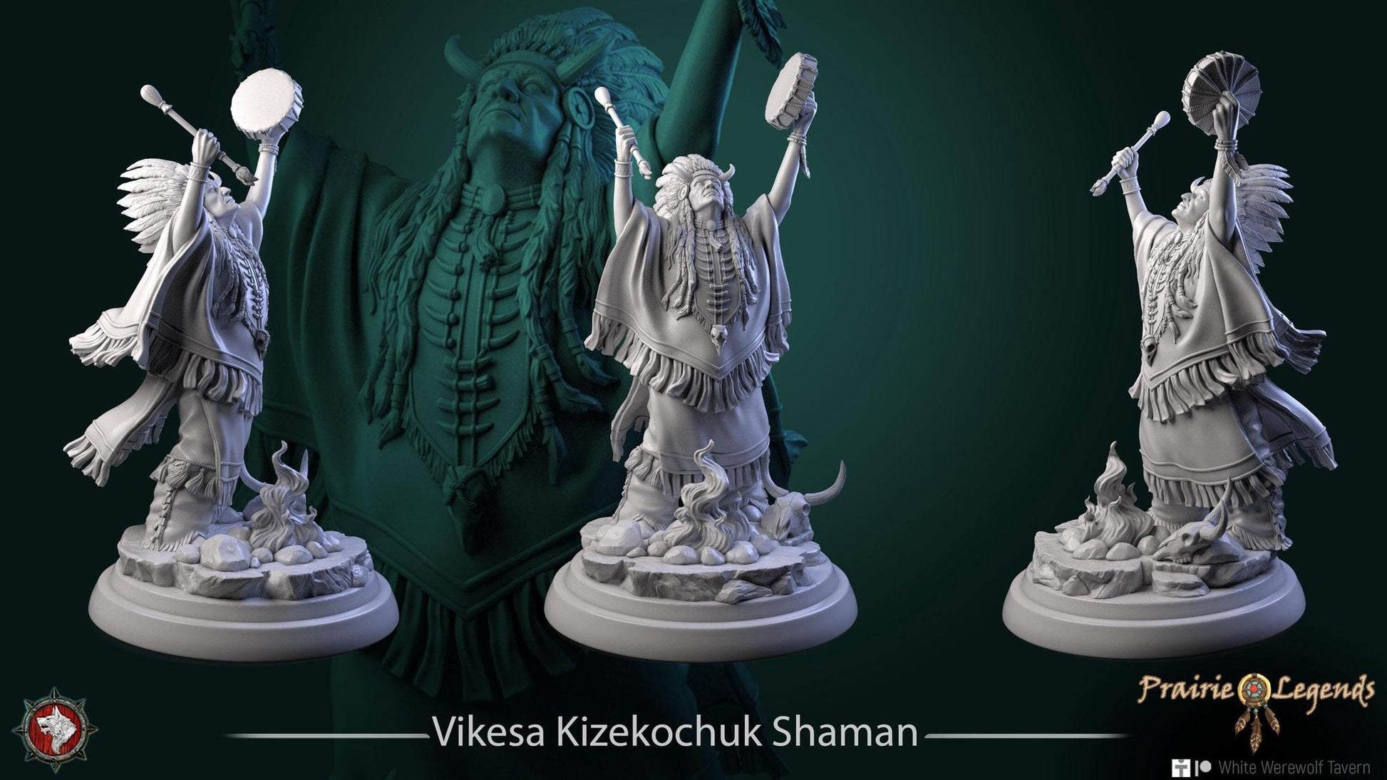 Vikesa Kizekochuk, Shaman Woman | TABLETOP SCALE | TTRPG Miniature | White Werewolf Tavern | Unpainted, Unplated Resin 8k