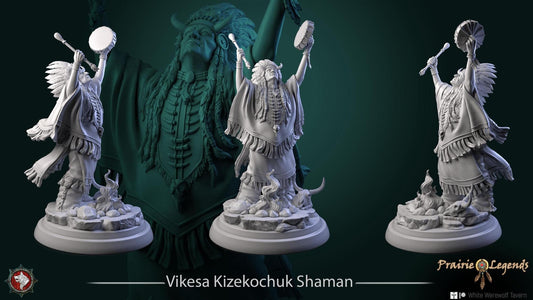 Vikesa Kizekochuk, Shaman Woman | TABLETOP SCALE | TTRPG Miniature | White Werewolf Tavern | Unpainted, Unplated Resin 8k