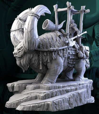 Buflon Barbarian Rider | TABLETOP SCALE | D&D TTRPG Miniature | White Werewolf Tavern