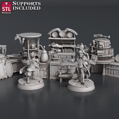 Antique Dealer NPC Set | Tabletop Scale | D&D TTRPG Miniature | STL Miniatures
