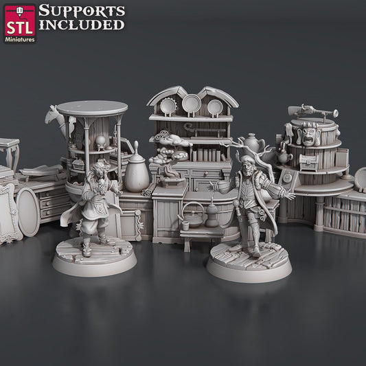 Antique Dealer NPC Set | Tabletop Scale | D&D TTRPG Miniature | STL Miniatures