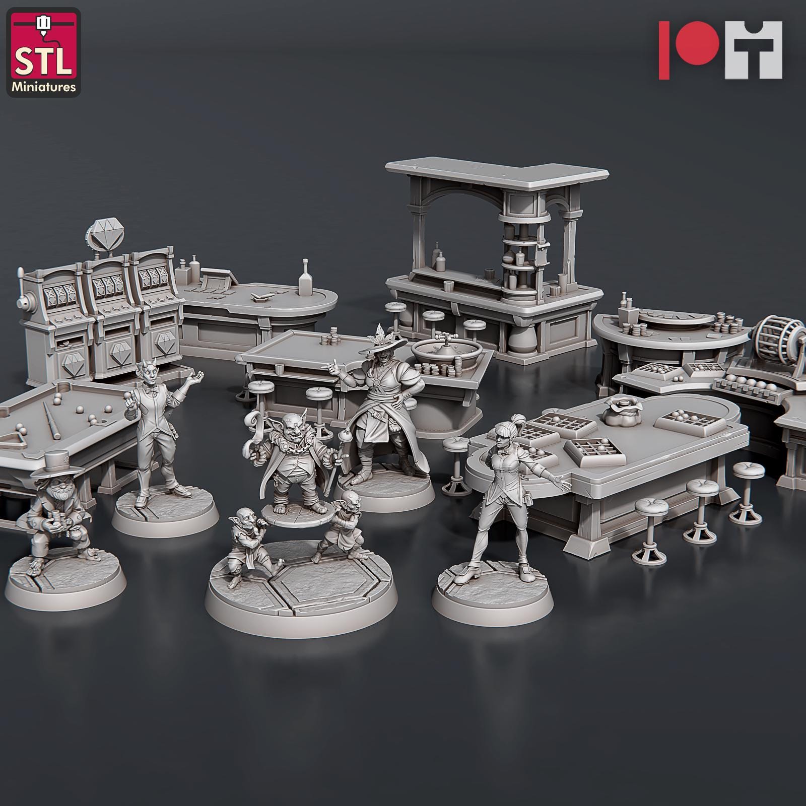 Casino NPC Set | Tabletop Scale | D&D TTRPG Miniature | STL Miniatures