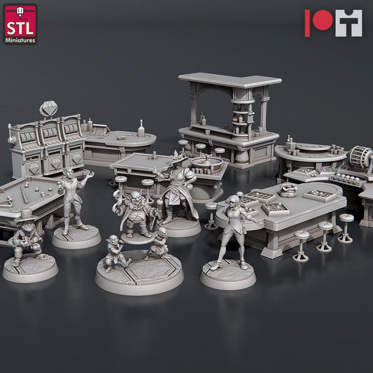 Casino NPC Set | Tabletop Scale | D&D TTRPG Miniature | STL Miniatures
