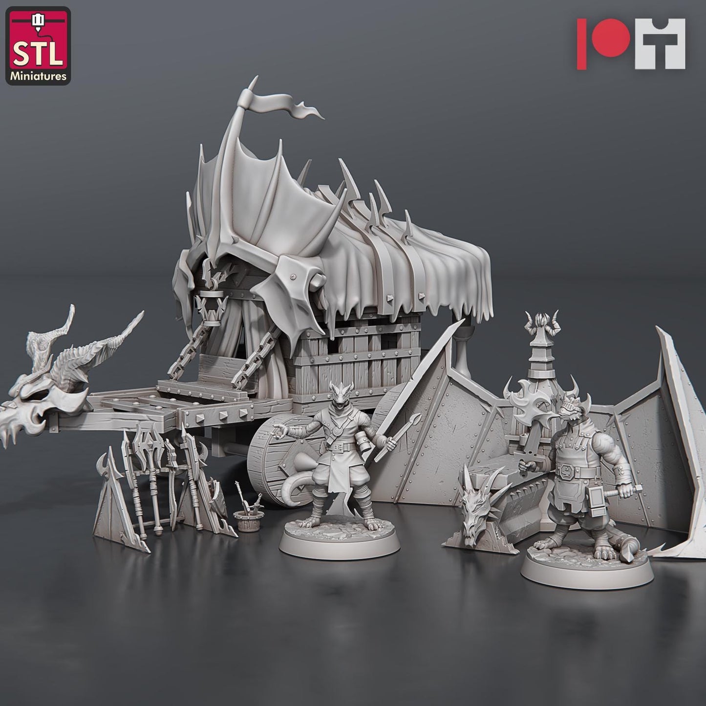 Dragonborn Blacksmith NPC Set | Tabletop Scale | D&D TTRPG Miniature | STL Miniatures