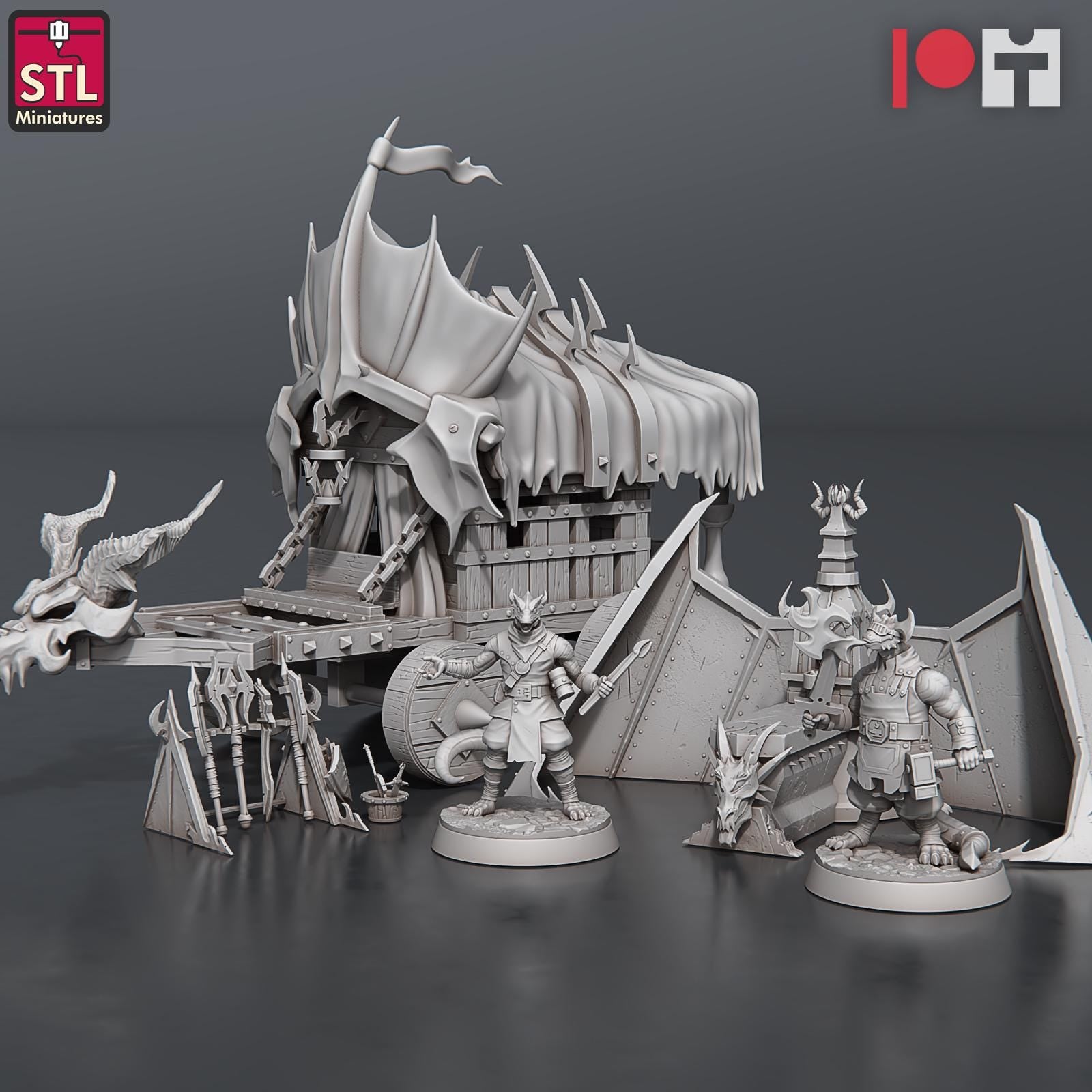 Dragonborn Blacksmith NPC Set | Tabletop Scale | D&D TTRPG Miniature | STL Miniatures