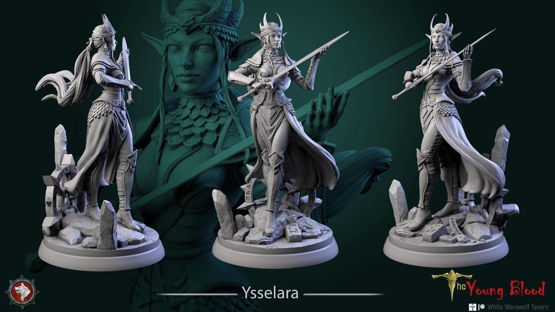 Ysselara | TTRPG Miniature | White Werewolf Tavern | Unpainted, Unplated Resin 8k