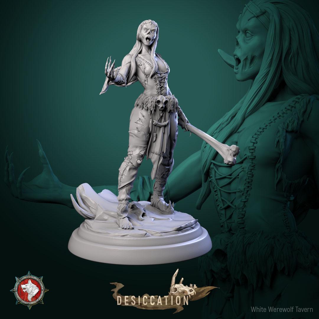 Zombie Barbarian Girls | TABLETOP SCALE | TTRPG Miniature | White Werewolf Tavern