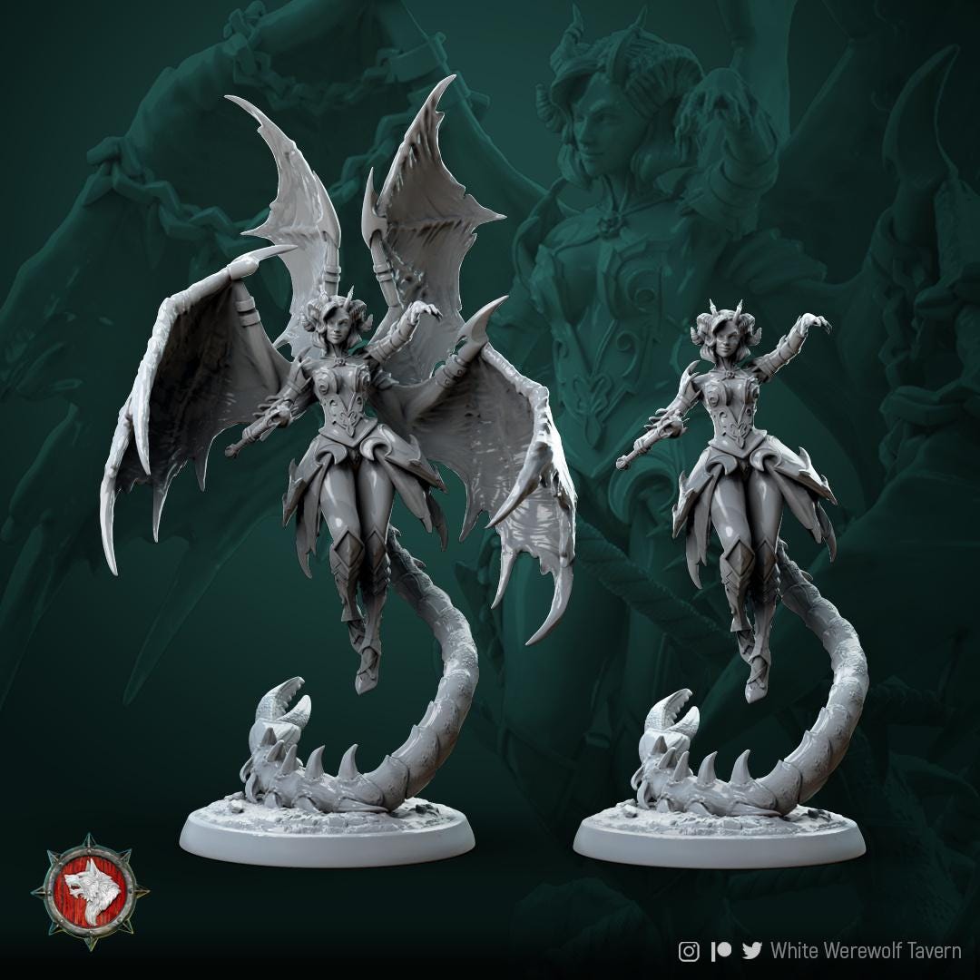 Zurae, Demon Woman | TABLETOP SCALE | TTRPG Miniature | White Werewolf Tavern
