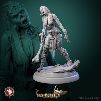 Zombie Barbarian Girls | TABLETOP SCALE | TTRPG Miniature | White Werewolf Tavern