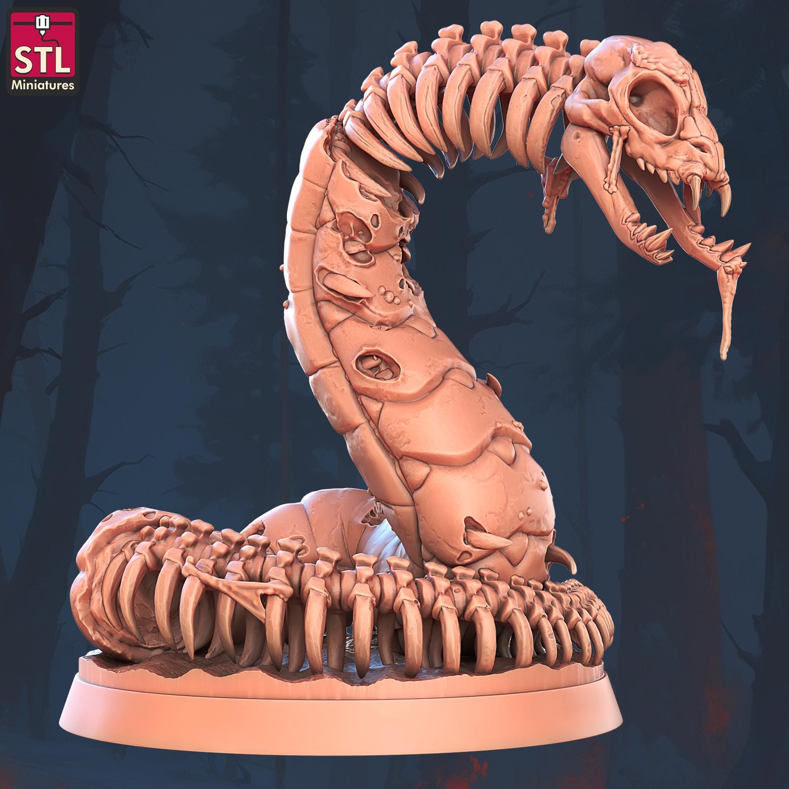 Ghoul Giant Snake Set | Tabletop Scale | D&D TTRPG Miniature | STL Miniatures