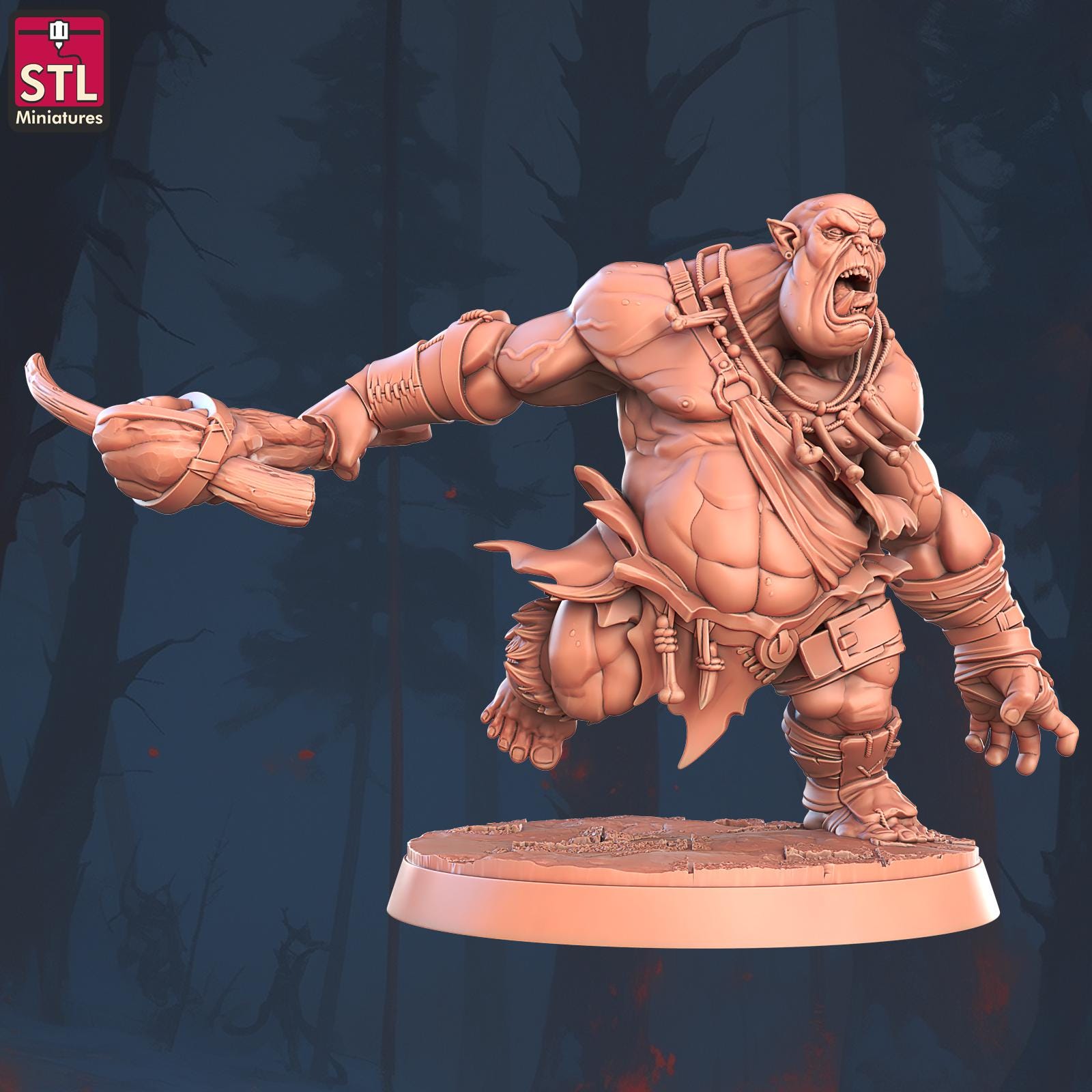 Giant Ogre Monster | Tabletop Scale | D&D TTRPG Miniature | STL Miniatures