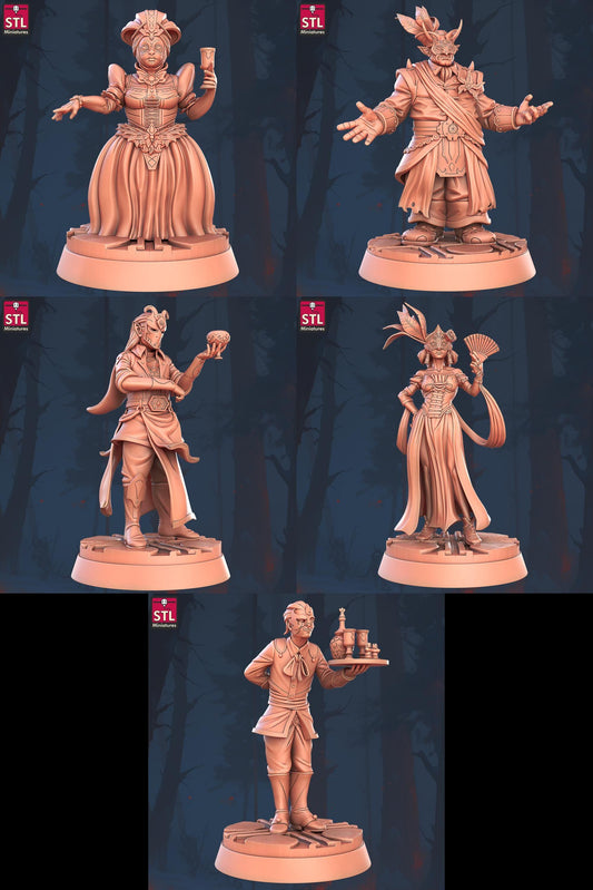 Masquerade NPC Set | Tabletop Scale | D&D TTRPG Miniature | STL Miniatures