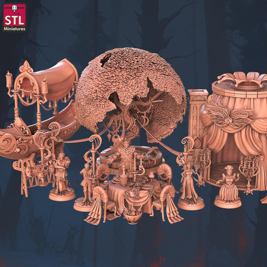 Masquerade NPC Set | Tabletop Scale | D&D TTRPG Miniature | STL Miniatures
