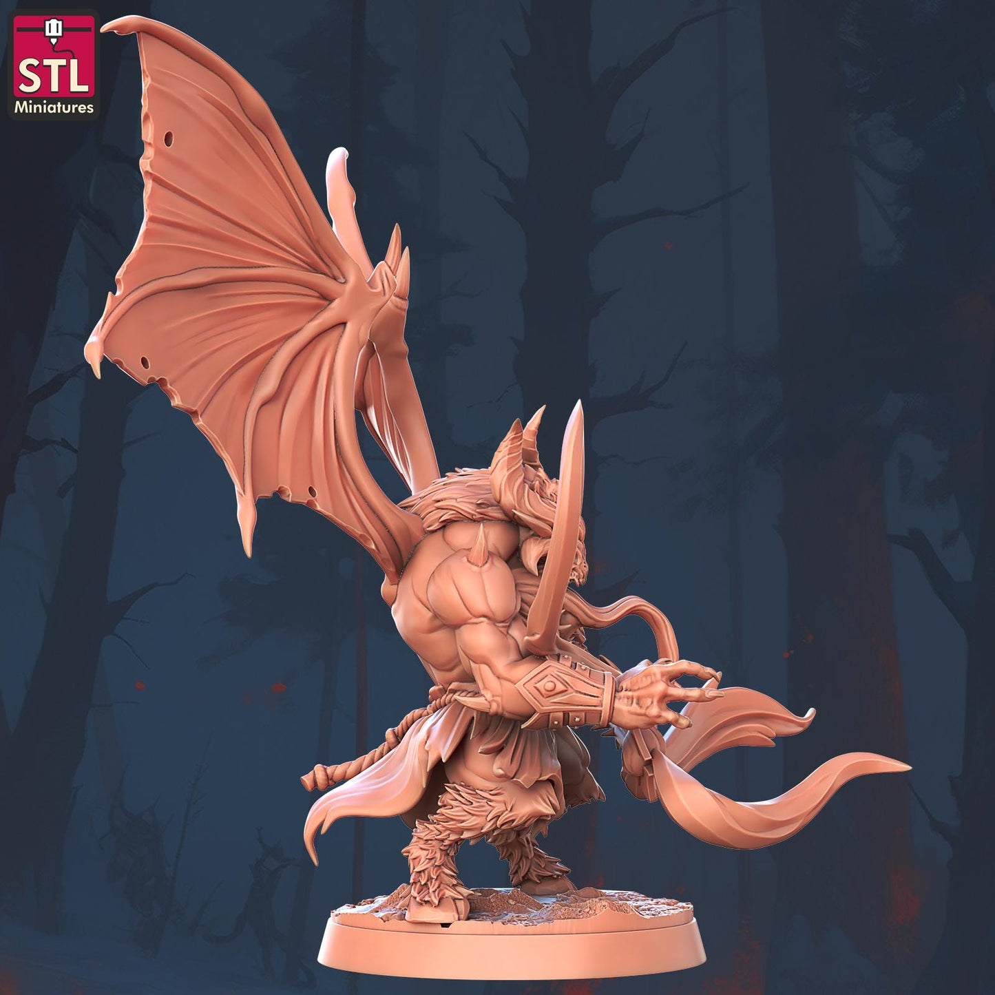 Terror Wings Demon Monster | Tabletop Scale | D&D TTRPG Miniature | STL Miniatures