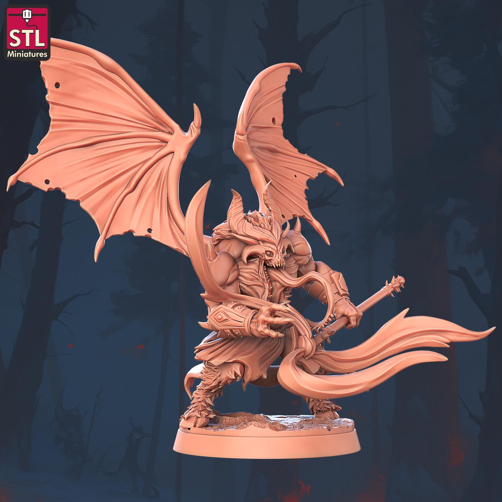 Terror Wings Demon Monster | Tabletop Scale | D&D TTRPG Miniature | STL Miniatures