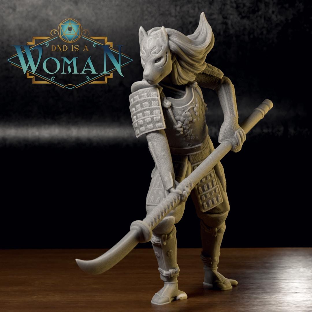 Aasimar Fighter | D&D TTRPG Miniature | DnD Is A Woman | NO BASE