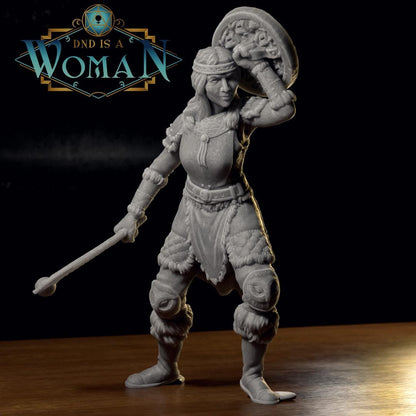 Ice Genasi Cleric, Taktuq | D&D TTRPG Miniature | DnD Is A Woman | NO BASE