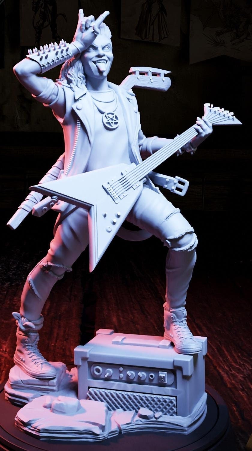 Ozzy Roses, Hard Rock Metal Bard | Tabletop or Display Scale | TTRPG D&D Miniature | Cripta Studios