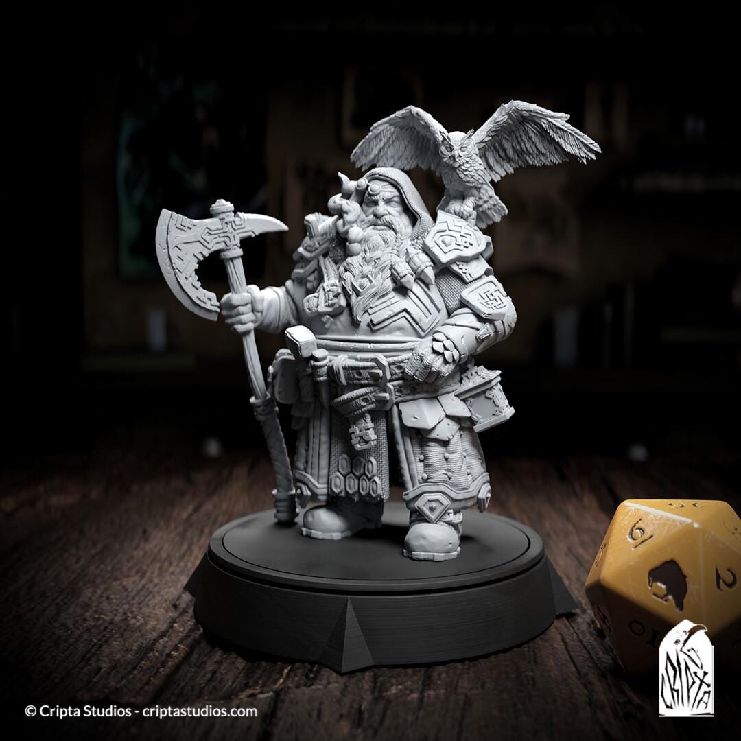 Andanor Trosdain, Dwarf Ranger | Tabletop Scale, Display Scale, Bust | TTRPG D&D Miniature | Cripta Studios