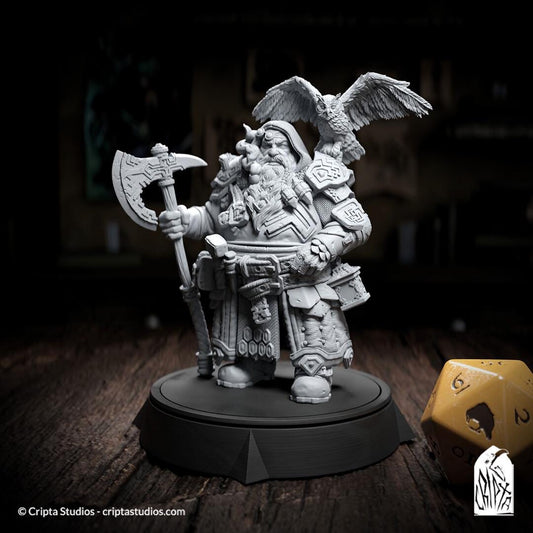 Andanor Trosdain, Dwarf Ranger | Tabletop Scale, Display Scale, Bust | TTRPG D&D Miniature | Cripta Studios