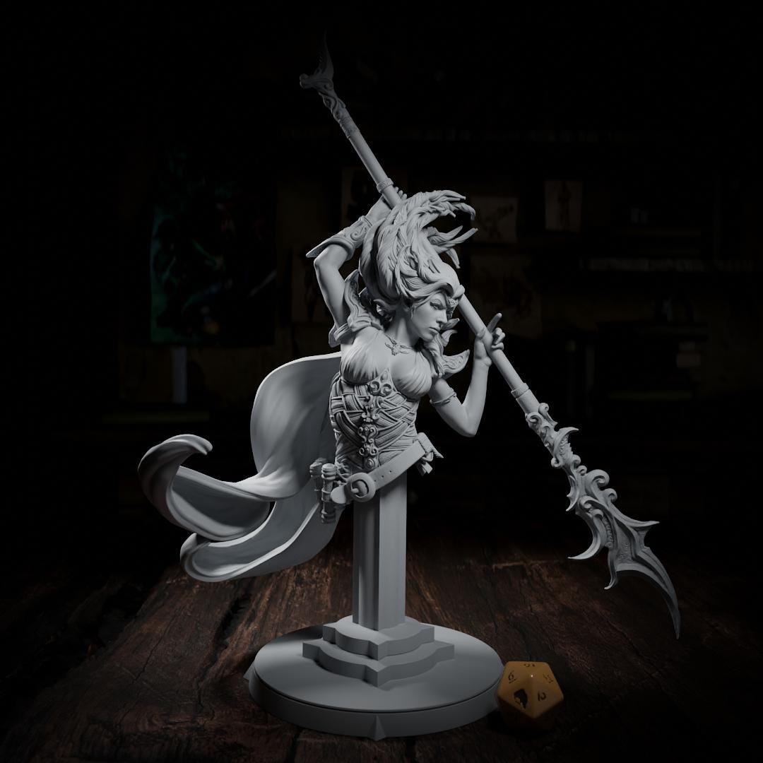 Asaria Miralana, Elf Hero | Tabletop Scale, Display Scale, Bust | TTRPG D&D Miniature | Cripta Studios