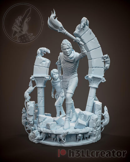 1:12 Protector and Her Brother | Resin Garage Kit Figure Game Fan Art | h3LL creator