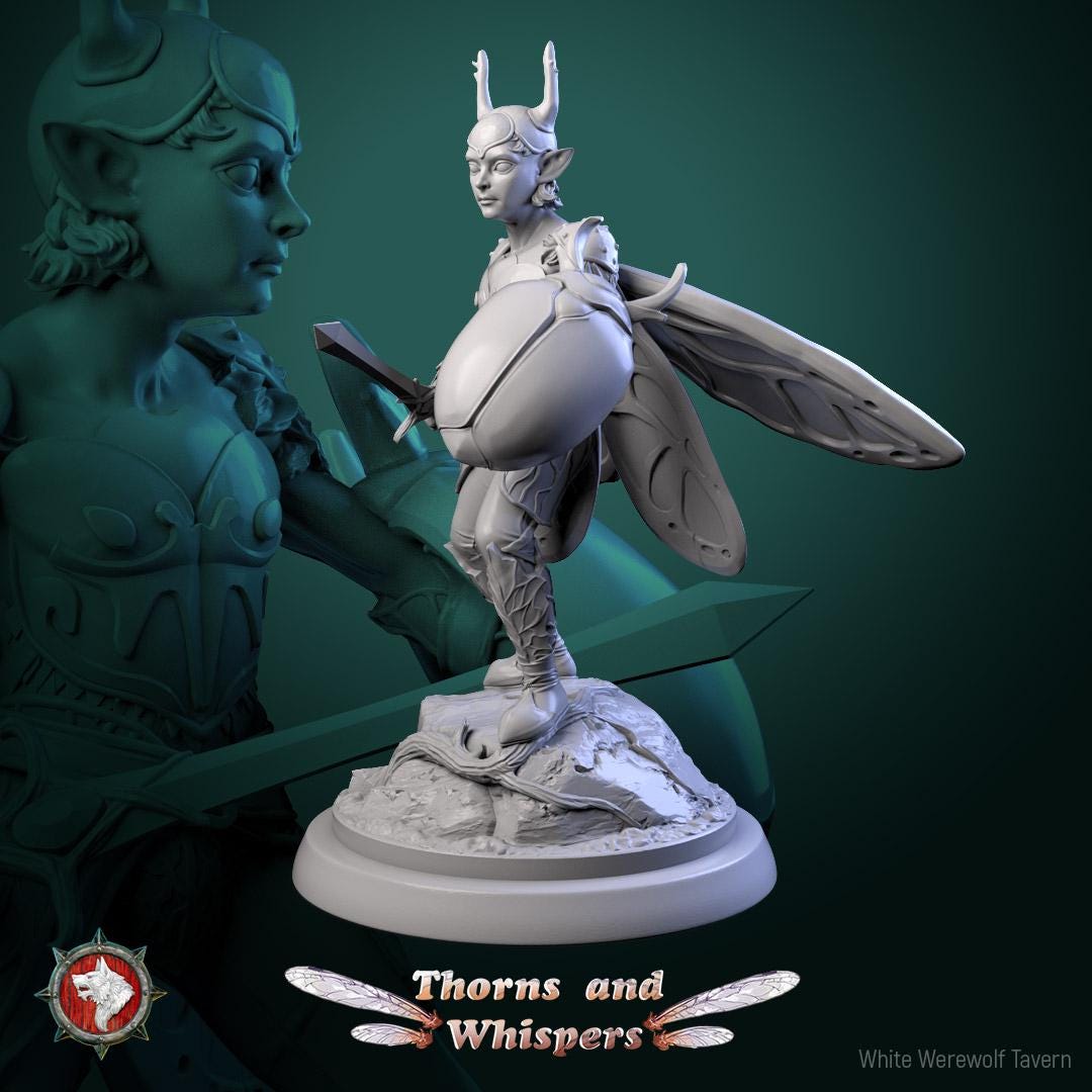 Amber-Wing Wardens, Fairy Warriors | Mini or Bust | TTRPG Tabletop Gaming Miniature | White Werewolf Tavern | Thorns and Whispers Set