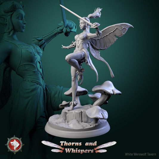 Glimmer Guardians, Fairy Warriors | Mini or Bust | TTRPG Tabletop Gaming Miniature Statue | White Werewolf Tavern | Thorns and Whispers Set