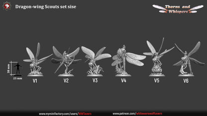 Dragon-Wing Scouts, Fairy Dragonfly Mounts | TTRPG Tabletop Gaming Miniature | White Werewolf Tavern | Thorns and Whispers Set