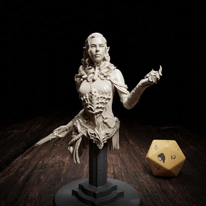 Maude Lacroix, Vampire Half Elf Sorcerer Warlock | Tabletop, Display Scale, Bust | TTRPG D&D Miniature | Cripta Studios