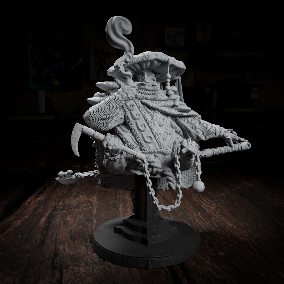 Nameko Maitake, Myconid Thri-kreen Samurai | Tabletop, Display Scale, Bust | TTRPG D&D Miniature | Cripta Studios