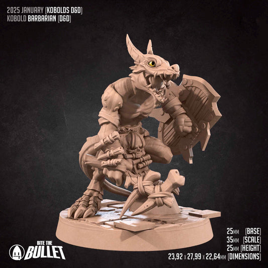 Kobold Barbarian, D&D Version | Tabletop Gaming Scale Resin Miniature | Bite the Bullet