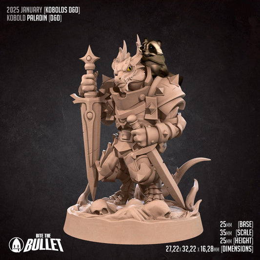 Kobold Paladin, D&D Version | Tabletop Gaming Scale Resin Miniature | Bite the Bullet