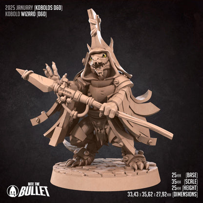 Kobold Wizard, D&D Version | Tabletop Gaming Scale Resin Miniature | Bite the Bullet