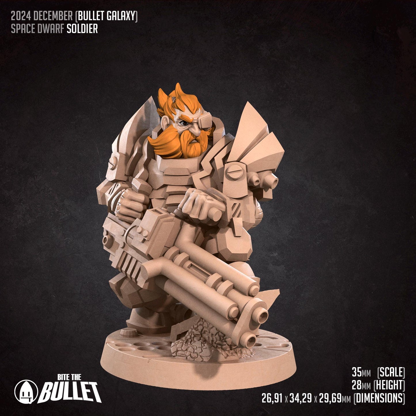 Dwarf Solarian, Spacer | Tabletop Gaming Scale Resin Miniature | Bite the Bullet | Bullet Galaxy