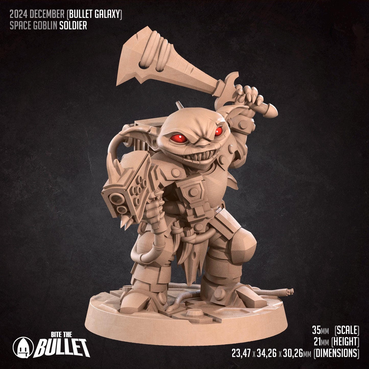Goblin Soldier, Spacer | Tabletop Gaming Scale Resin Miniature | Bite the Bullet | Bullet Galaxy