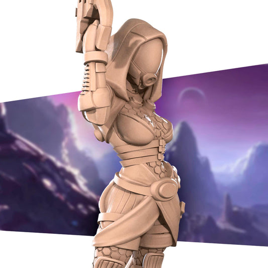 Exotic Tahlia, the Quarian Pilgrim | Pinup SFW NSFW Versions | Tabletop Gaming Scale Resin Miniature | Bite the Bullet