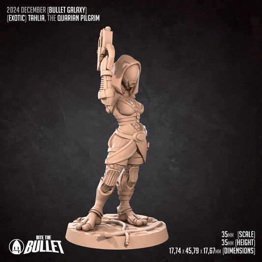 Exotic Tahlia, the Quarian Pilgrim | Pinup SFW NSFW Versions | Tabletop Gaming Scale Resin Miniature | Bite the Bullet