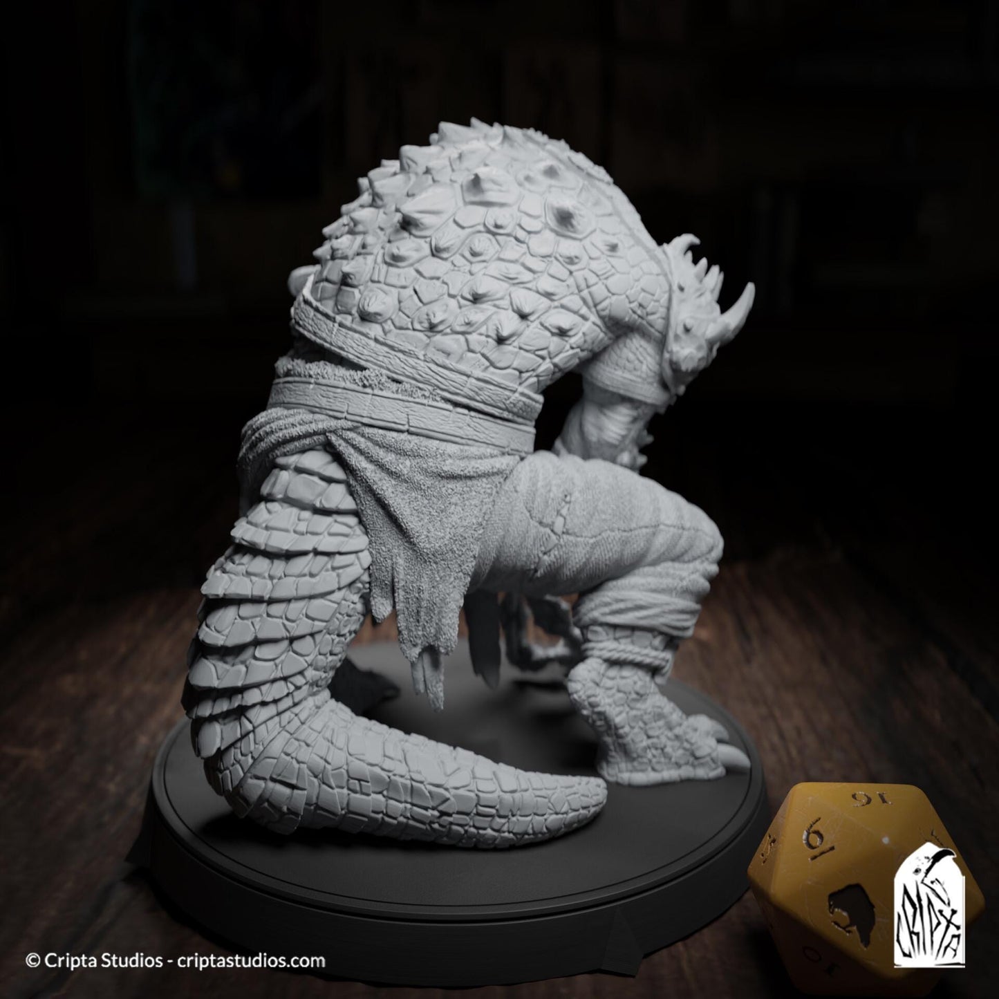 Kothar Skran, Crocodile Prisoner | Tabletop Scale | TTRPG D&D Miniature | Cripta Studios | Unpainted, Unplated Resin 8k