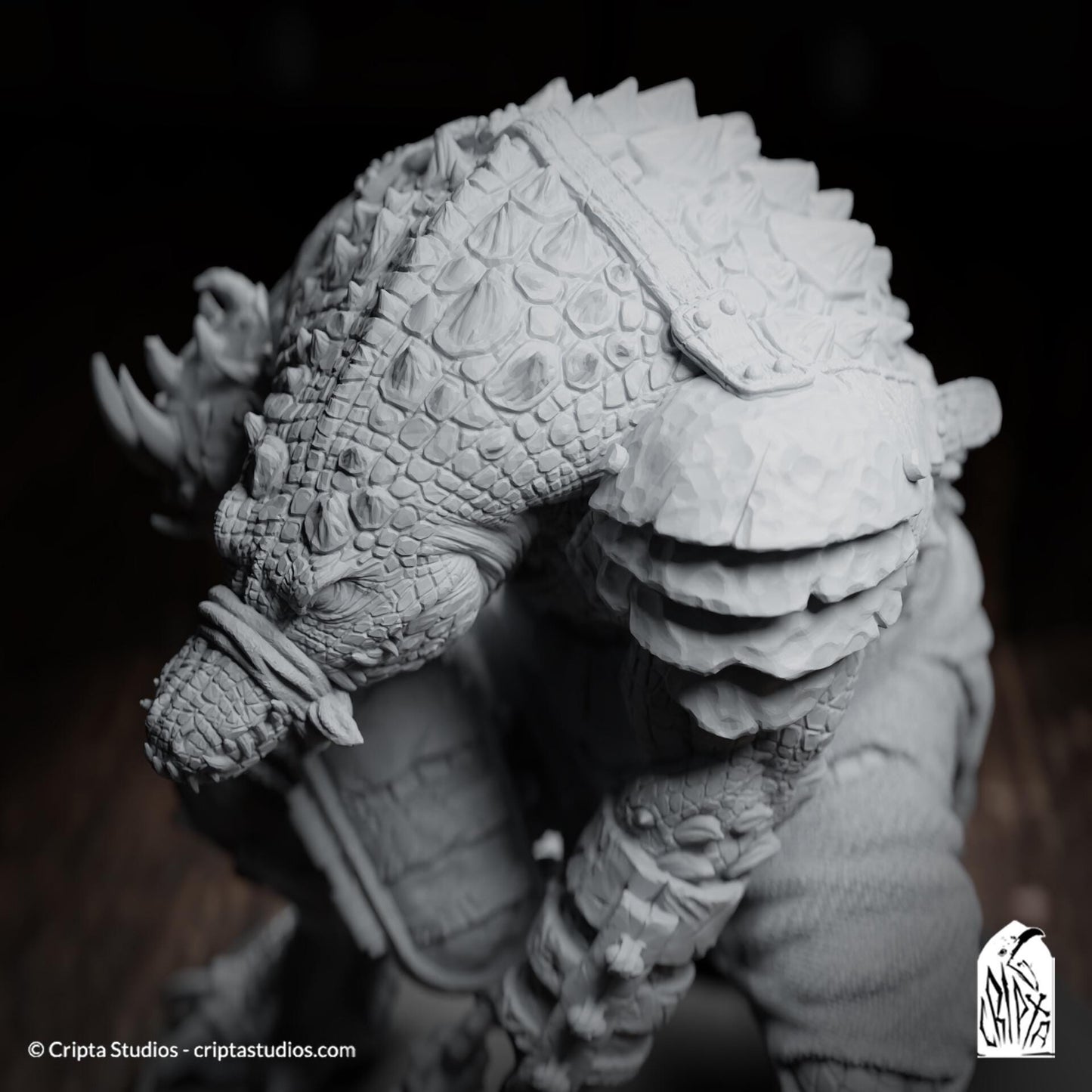 Kothar Skran, Crocodile Prisoner | Tabletop Scale | TTRPG D&D Miniature | Cripta Studios | Unpainted, Unplated Resin 8k