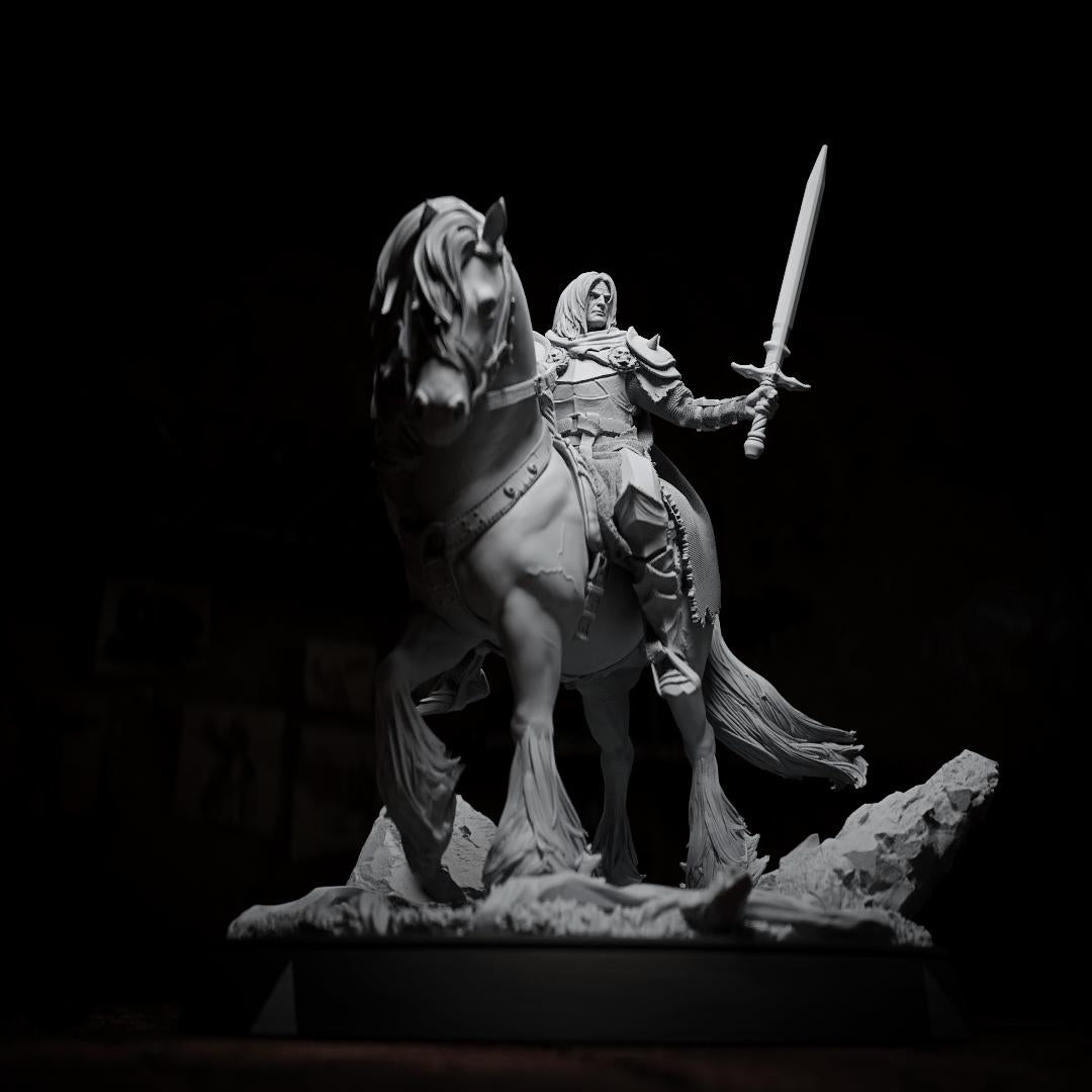 The Knight, Mounted Fighter | Tabletop or Display Scale | TTRPG D&D Miniature | Cripta Studios