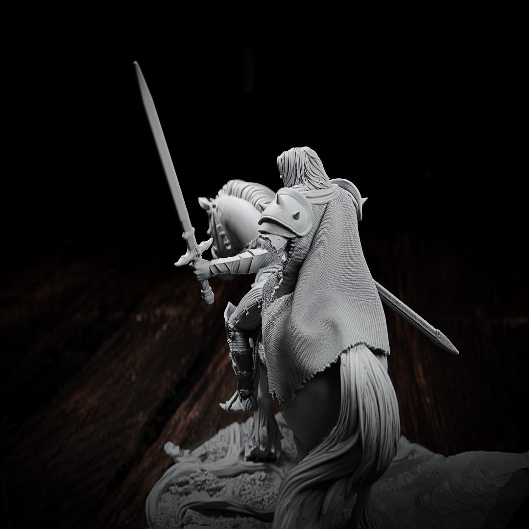 The Knight, Mounted Fighter | Tabletop or Display Scale | TTRPG D&D Miniature | Cripta Studios