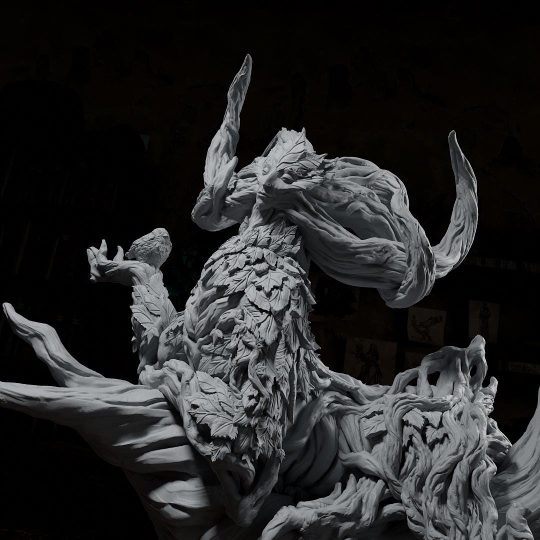 The Old Wisdom, Dryad Fey Creature | Tabletop or Display Scale | TTRPG D&D Miniature | Cripta Studios